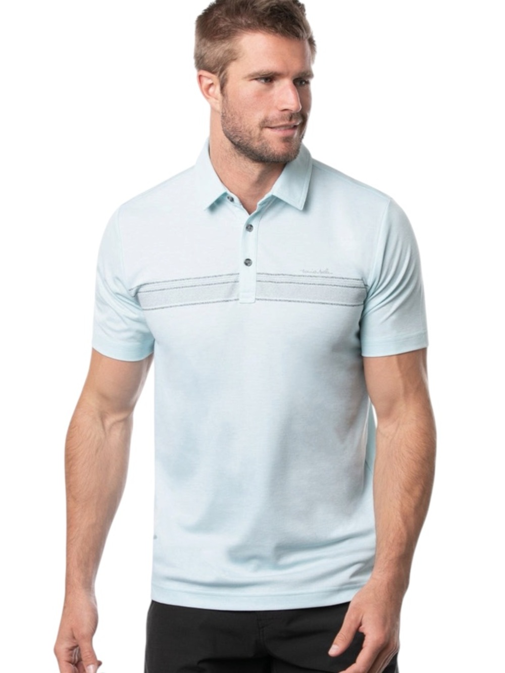 Travis Mathew Light Turqoise Blue Hole Card Polo (M)